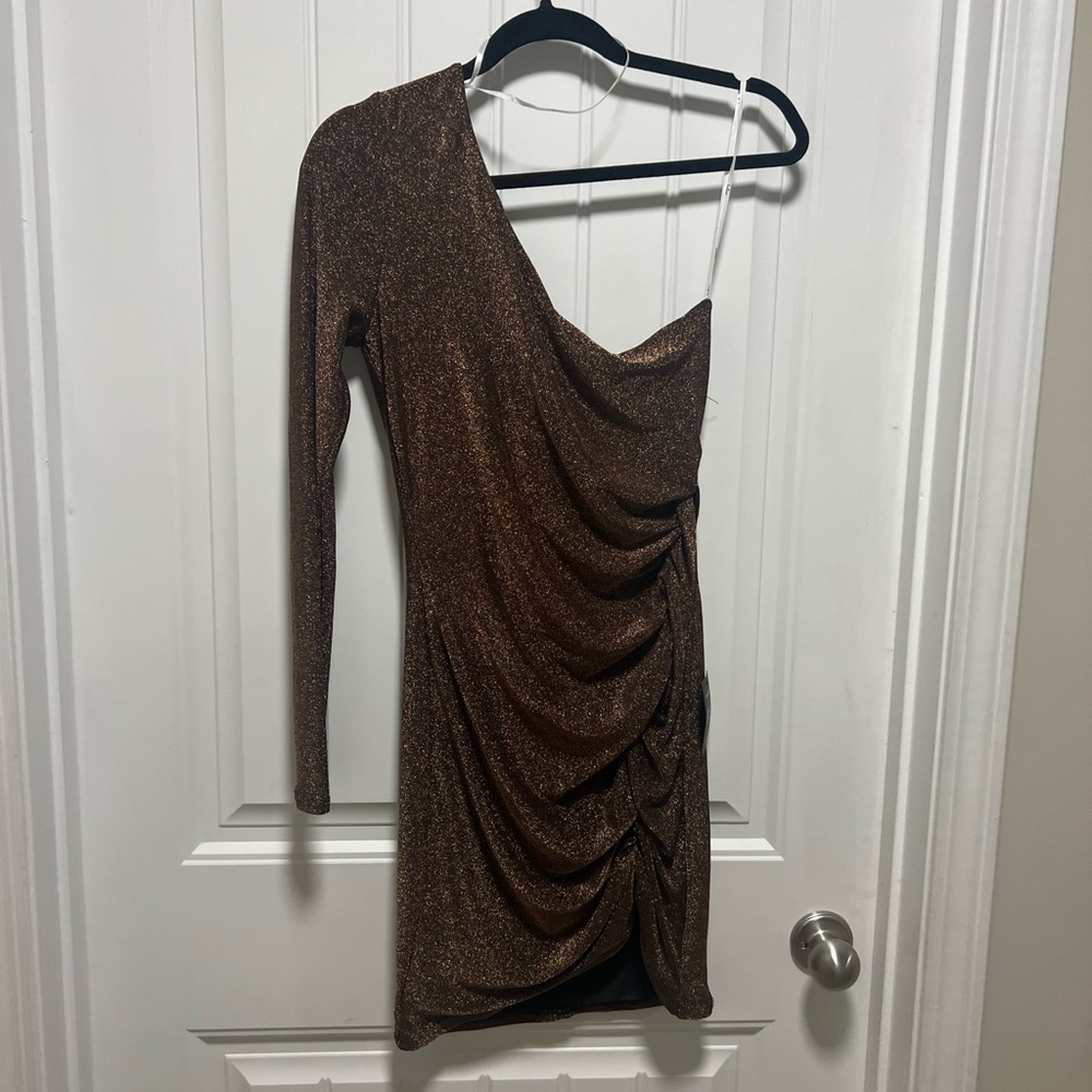 NWT- lulus brown shimmer body con dress
